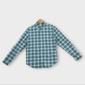 J Crew The Broken In Oxford Slim Untucked Button Down Shirt Men's L Green Plaid